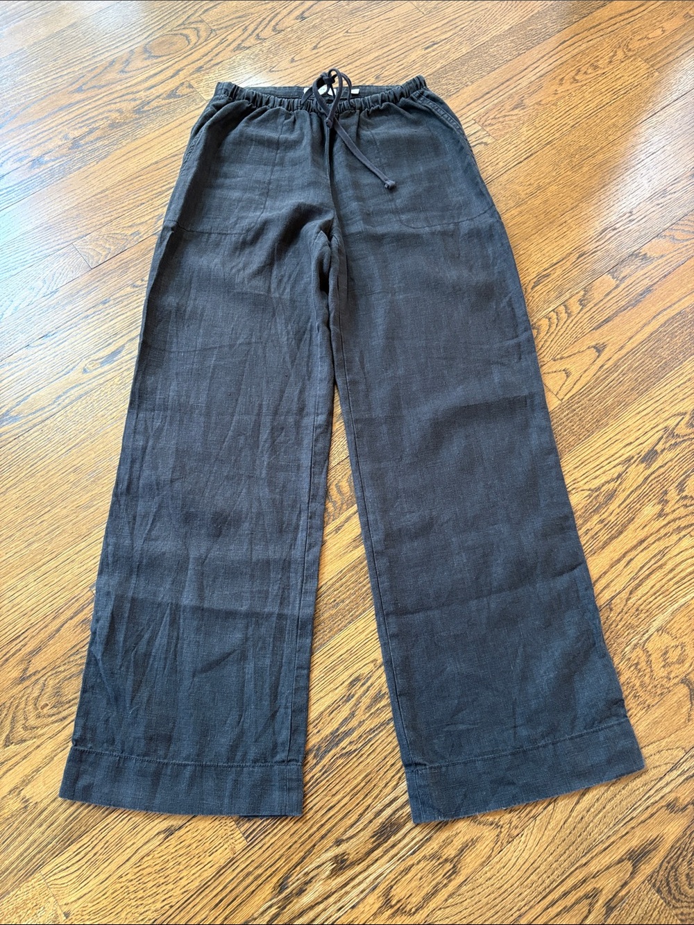 Vince 100% Hemp linen black Drawstring Pants, s